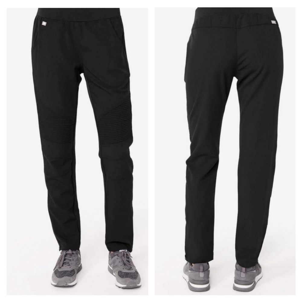 FIGS Moto Slim Ankle Zip Kanye Scrub Pants in Black